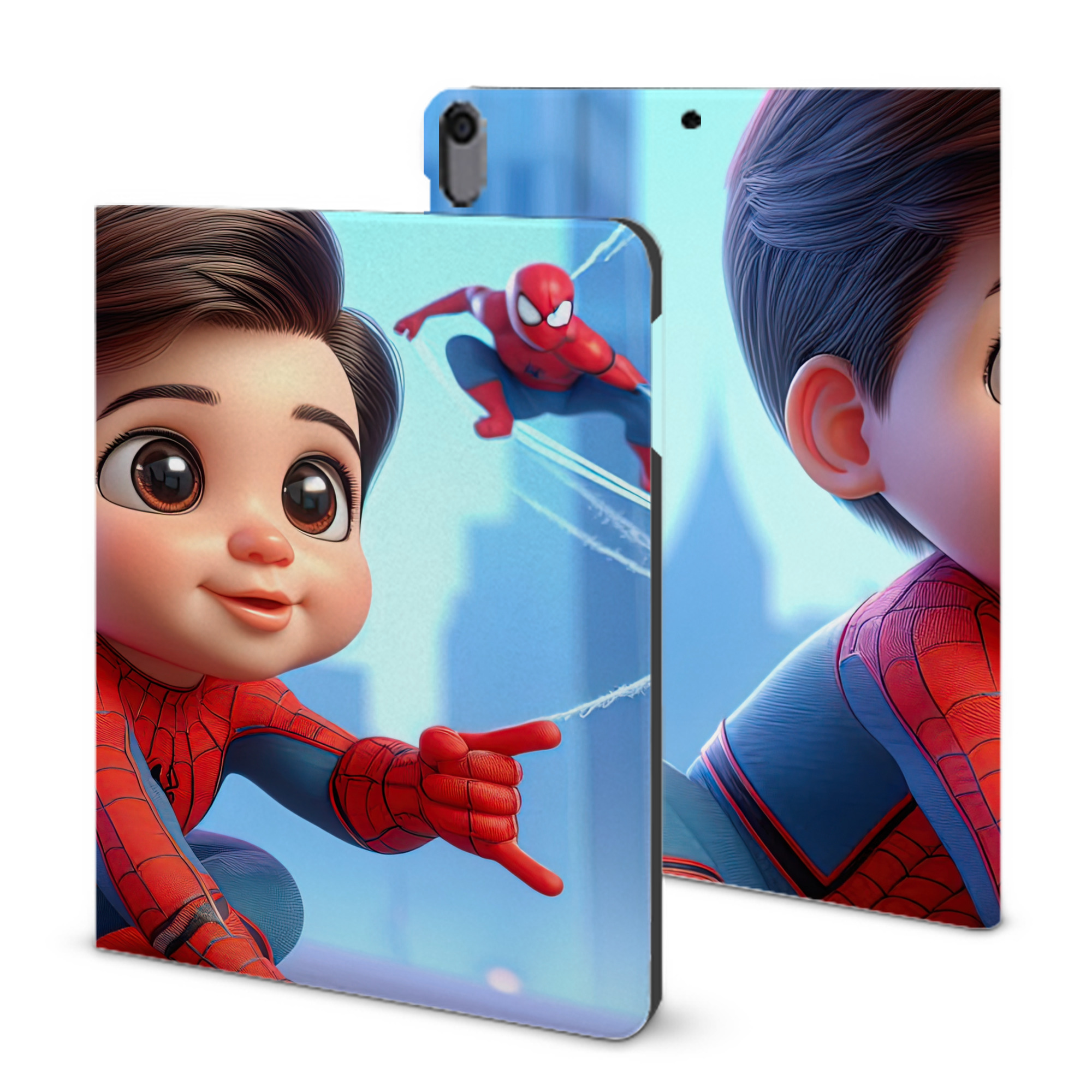 （画像用） Spider Man スパイダーマン IPad ケース ブック型 PUレザー TPU 耐衝撃 軽量 薄型 ペン収納なし 全面保護 IPad 各モデル対応